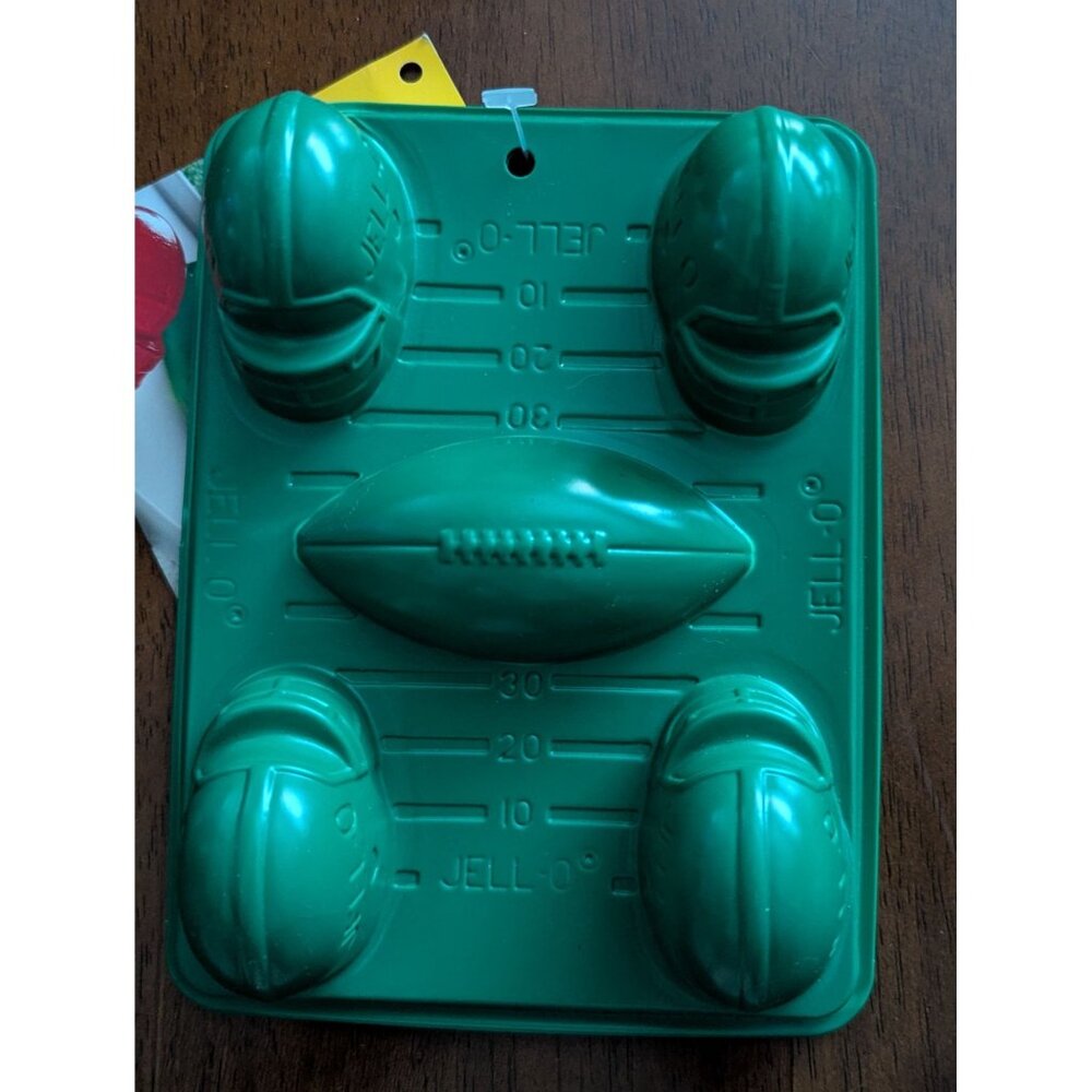 2 Sets Jell-O Football Jigglers Mold Tray Green Plastic 4 Helmet & 1 Football Sh